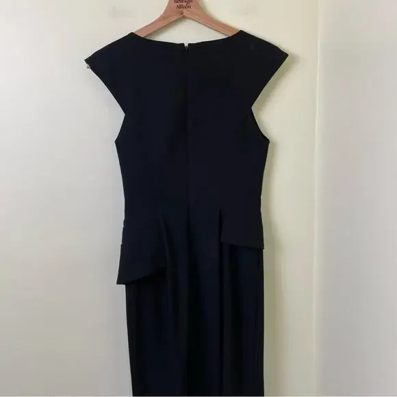 Black Halo Eve Wren V-Neck Peplum Gown in Black SIZE 4 - Picture 12 of 14